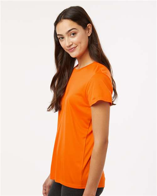 AllPro 48000L Women's Pro-Lock Performance T-Shirt - Neon Orange - model side