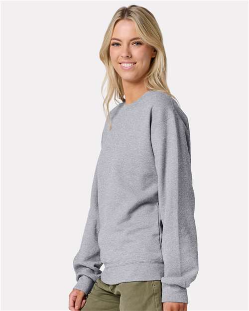 Jerzees IC48MR Ultimate CVC Crewneck Sweatshirt - Athletic Heather - model side