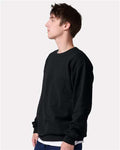 Jerzees IC48MR Ultimate CVC Crewneck Sweatshirt - Black Ink - model side