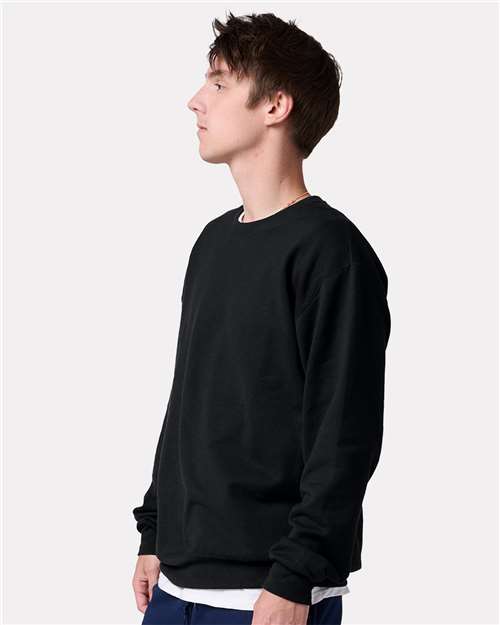 Jerzees IC48MR Ultimate CVC Crewneck Sweatshirt - Black Ink - model side