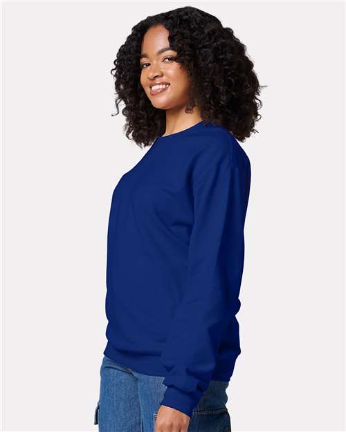 Jerzees IC48MR Ultimate CVC Crewneck Sweatshirt - Orchid - model side