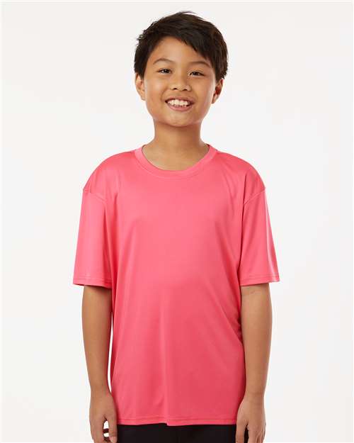 AllPro 48000Y Youth Pro-Lock Performance T-Shirt - Bright Pink - model front
