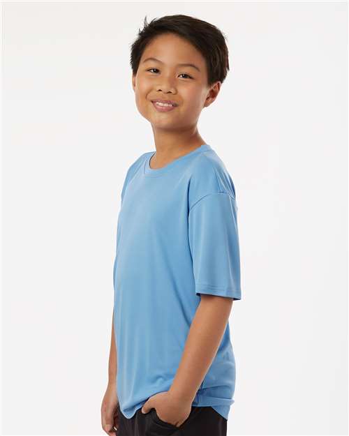 AllPro 48000Y Youth Pro-Lock Performance T-Shirt - Carolina Blue - model side