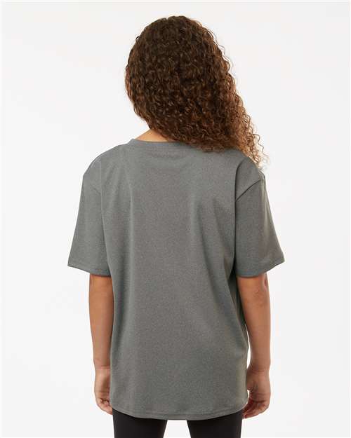 AllPro 48000Y Youth Pro-Lock Performance T-Shirt - Heather Granite - model back