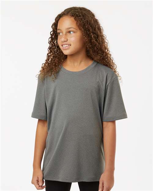 AllPro 48000Y Youth Pro-Lock Performance T-Shirt - Heather Granite - model front
