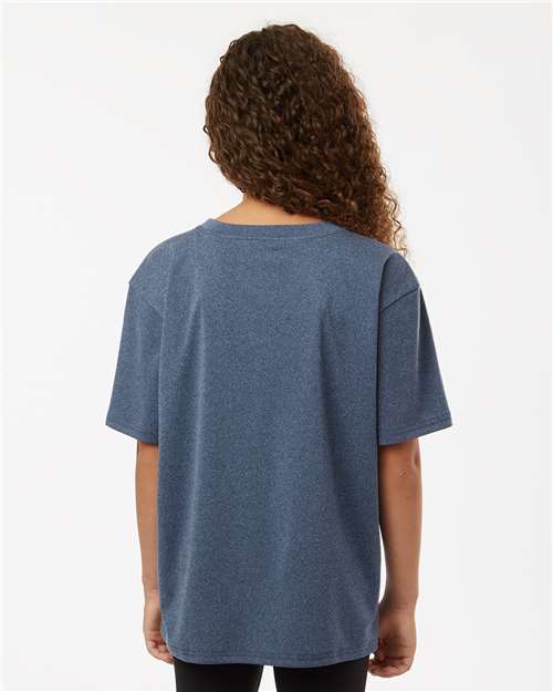 AllPro 48000Y Youth Pro-Lock Performance T-Shirt - Heather Navy - model back