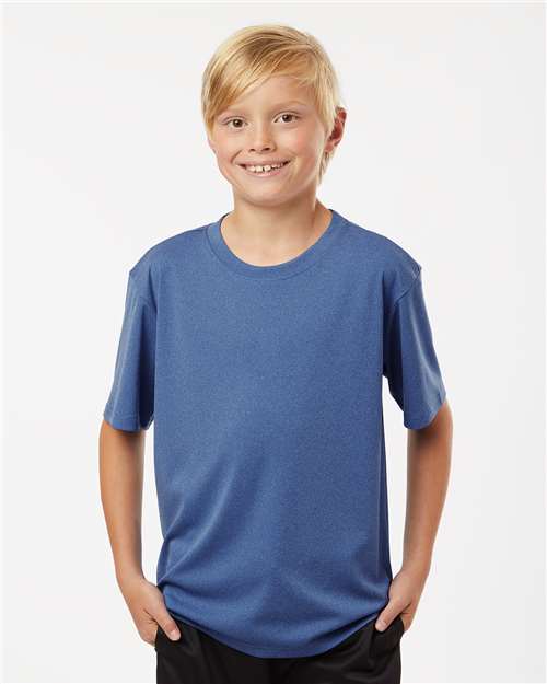 AllPro 48000Y Youth Pro-Lock Performance T-Shirt - Heather Royal - model front