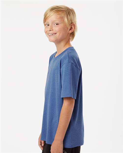 AllPro 48000Y Youth Pro-Lock Performance T-Shirt - Heather Royal - model side