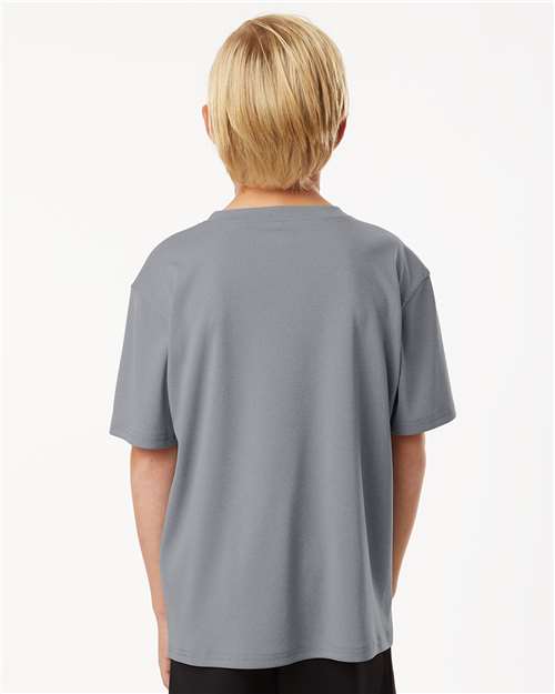 AllPro 48000Y Youth Pro-Lock Performance T-Shirt - Heather Steel - model back