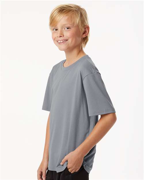 AllPro 48000Y Youth Pro-Lock Performance T-Shirt - Heather Steel - model side