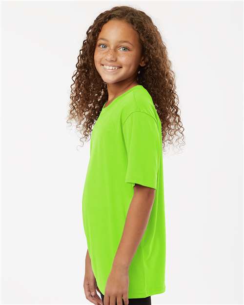AllPro 48000Y Youth Pro-Lock Performance T-Shirt - Lime - model side