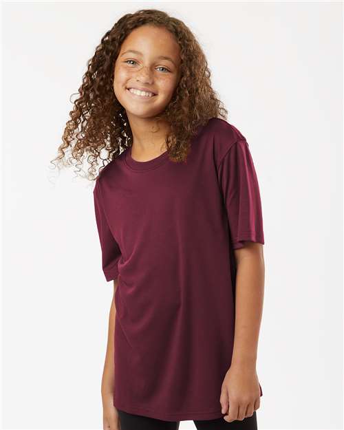 AllPro 48000Y Youth Pro-Lock Performance T-Shirt - Maroon - model front