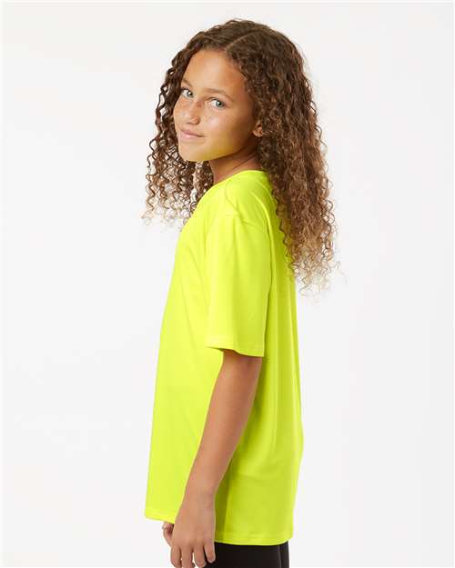 AllPro 48000Y Youth Pro-Lock Performance T-Shirt - Neon Yellow - model side