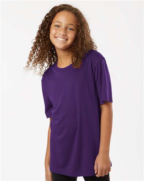 AllPro 48000Y Youth Pro-Lock Performance T-Shirt - Purple - model front