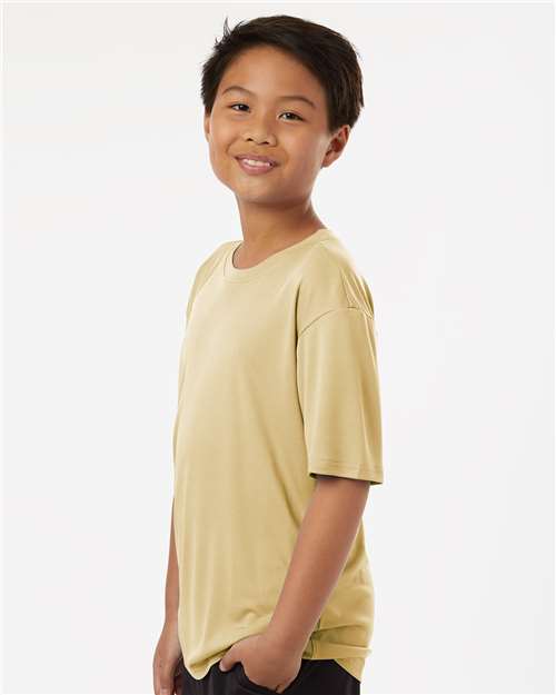 AllPro 48000Y Youth Pro-Lock Performance T-Shirt - Vegas Gold - model side