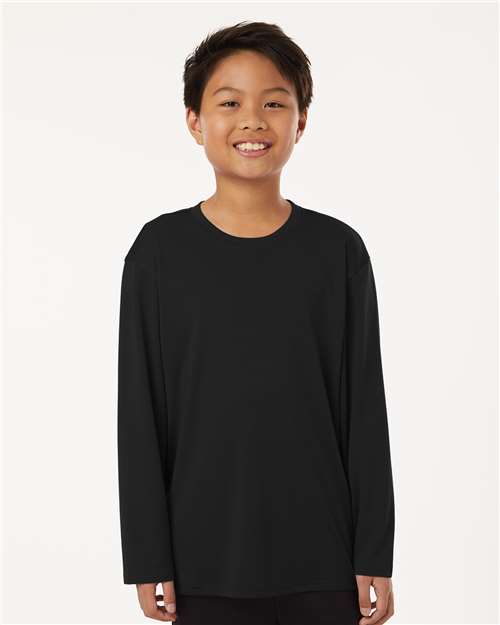 AllPro 48400Y Youth Pro-Lock Performance Long Sleeve T-Shirt - Black - model front