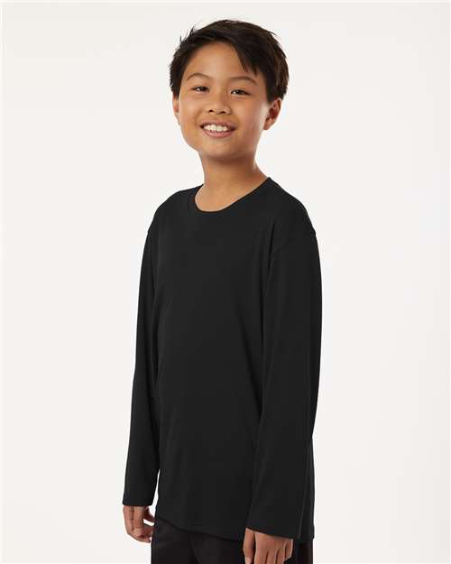 AllPro 48400Y Youth Pro-Lock Performance Long Sleeve T-Shirt - Black - model side