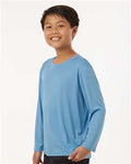 AllPro 48400Y Youth Pro-Lock Performance Long Sleeve T-Shirt - Carolina Blue - model side
