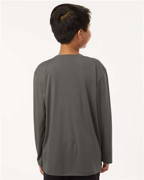 AllPro 48400Y Youth Pro-Lock Performance Long Sleeve T-Shirt - Charcoal - model back