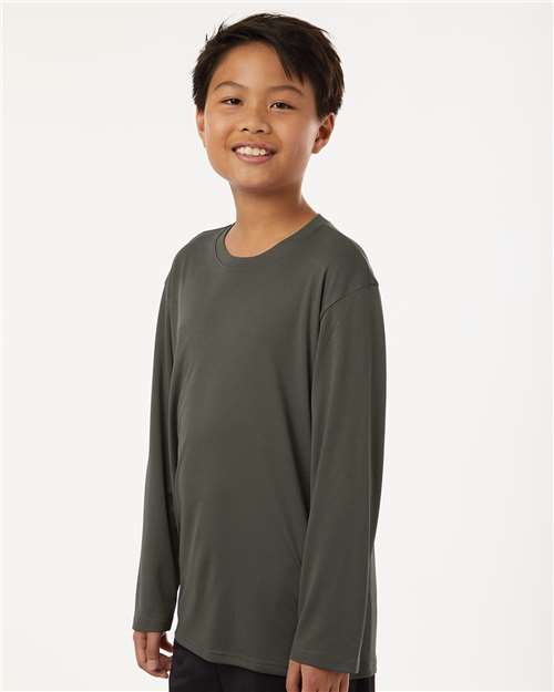 AllPro 48400Y Youth Pro-Lock Performance Long Sleeve T-Shirt - Charcoal - model side