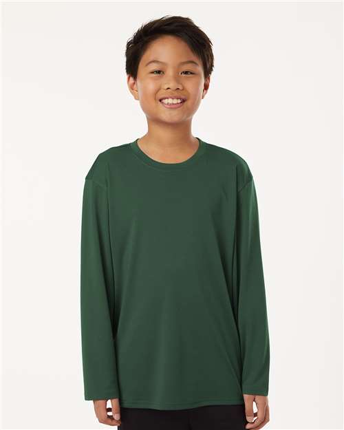 AllPro 48400Y Youth Pro-Lock Performance Long Sleeve T-Shirt - Forest Green - model front