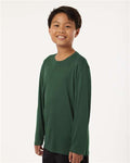 AllPro 48400Y Youth Pro-Lock Performance Long Sleeve T-Shirt - Forest Green - model side