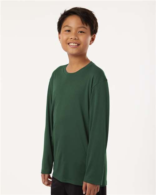 AllPro 48400Y Youth Pro-Lock Performance Long Sleeve T-Shirt - Forest Green - model side