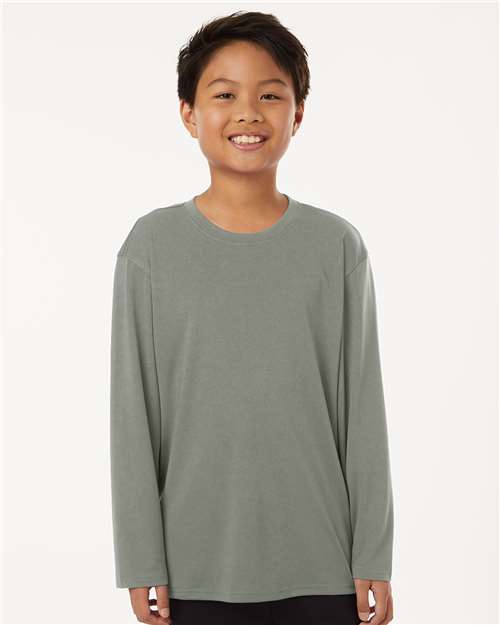 AllPro 48400Y Youth Pro-Lock Performance Long Sleeve T-Shirt - Greystone - model front