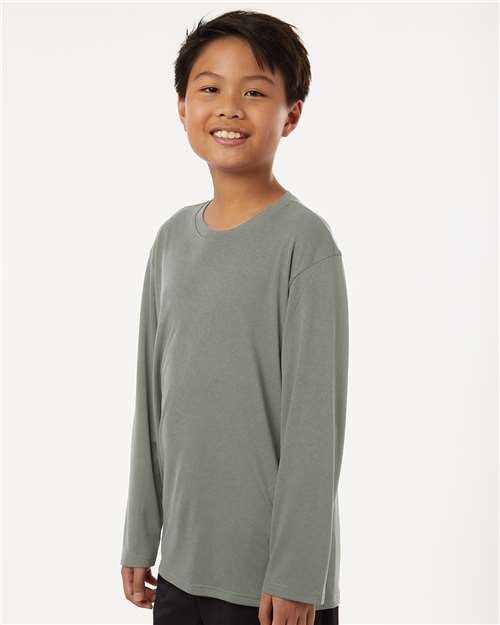 AllPro 48400Y Youth Pro-Lock Performance Long Sleeve T-Shirt - Greystone - model side