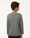 AllPro 48400Y Youth Pro-Lock Performance Long Sleeve T-Shirt - Heather Granite - model back