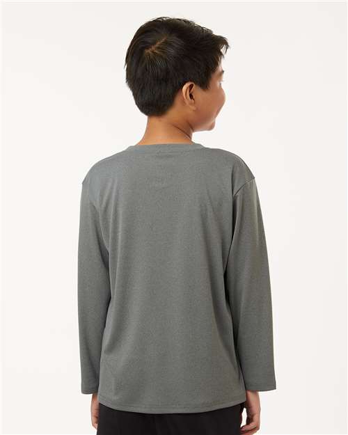 AllPro 48400Y Youth Pro-Lock Performance Long Sleeve T-Shirt - Heather Granite - model back