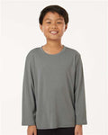AllPro 48400Y Youth Pro-Lock Performance Long Sleeve T-Shirt - Heather Granite - model front