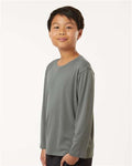 AllPro 48400Y Youth Pro-Lock Performance Long Sleeve T-Shirt - Heather Granite - model side