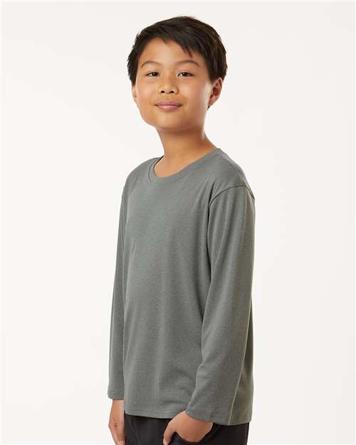 AllPro 48400Y Youth Pro-Lock Performance Long Sleeve T-Shirt - Heather Granite - model side