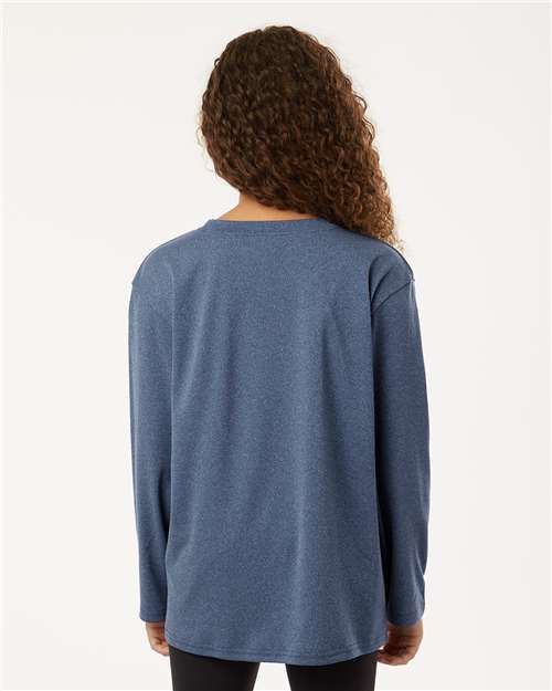 AllPro 48400Y Youth Pro-Lock Performance Long Sleeve T-Shirt - Heather Navy - model back