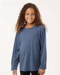 AllPro 48400Y Youth Pro-Lock Performance Long Sleeve T-Shirt - Heather Navy - model front