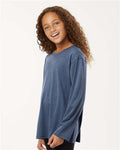AllPro 48400Y Youth Pro-Lock Performance Long Sleeve T-Shirt - Heather Navy - model side
