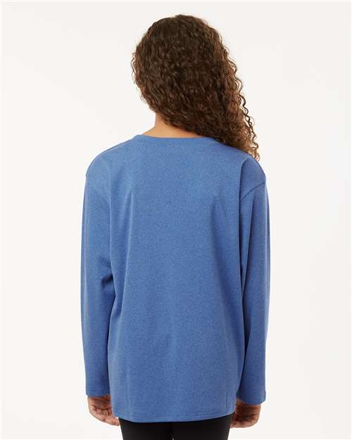 AllPro 48400Y Youth Pro-Lock Performance Long Sleeve T-Shirt - Heather Royal - model back