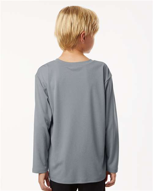 AllPro 48400Y Youth Pro-Lock Performance Long Sleeve T-Shirt - Heather Steel - model back
