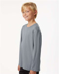 AllPro 48400Y Youth Pro-Lock Performance Long Sleeve T-Shirt - Heather Steel - model side