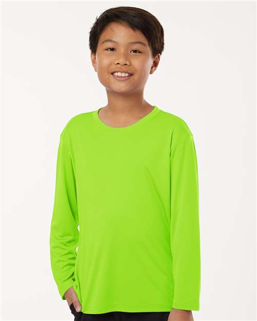 AllPro 48400Y Youth Pro-Lock Performance Long Sleeve T-Shirt - Lime - model front