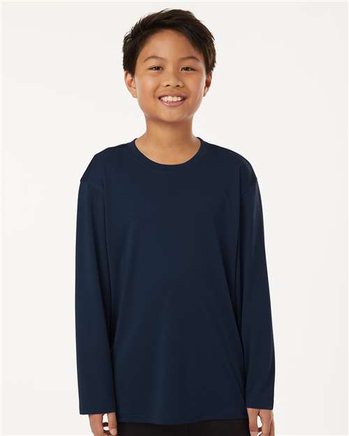 AllPro 48400Y Youth Pro-Lock Performance Long Sleeve T-Shirt - Navy - model front