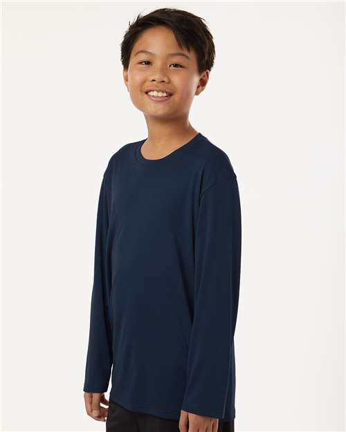 AllPro 48400Y Youth Pro-Lock Performance Long Sleeve T-Shirt - Navy - model side