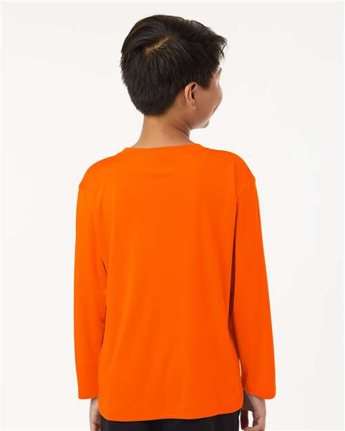 AllPro 48400Y Youth Pro-Lock Performance Long Sleeve T-Shirt - Neon Orange - model back