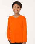 AllPro 48400Y Youth Pro-Lock Performance Long Sleeve T-Shirt - Neon Orange - model front