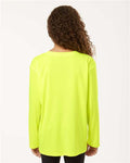 AllPro 48400Y Youth Pro-Lock Performance Long Sleeve T-Shirt - Neon Yellow - model back