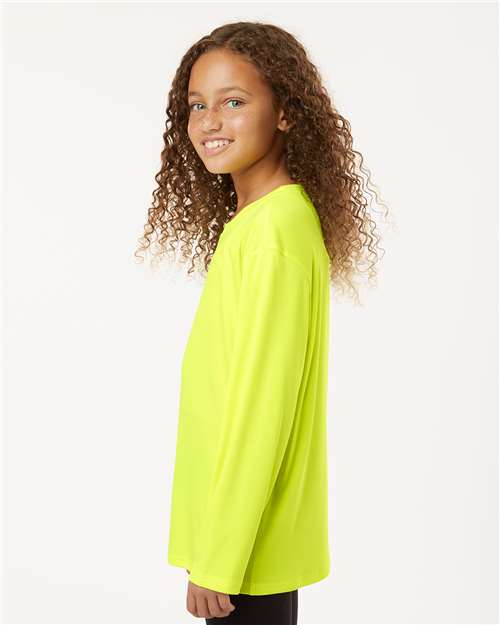 AllPro 48400Y Youth Pro-Lock Performance Long Sleeve T-Shirt - Neon Yellow - model side