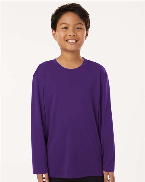 AllPro 48400Y Youth Pro-Lock Performance Long Sleeve T-Shirt - Purple - model front