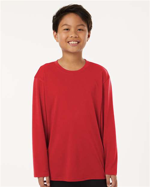 AllPro 48400Y Youth Pro-Lock Performance Long Sleeve T-Shirt - Red - model front