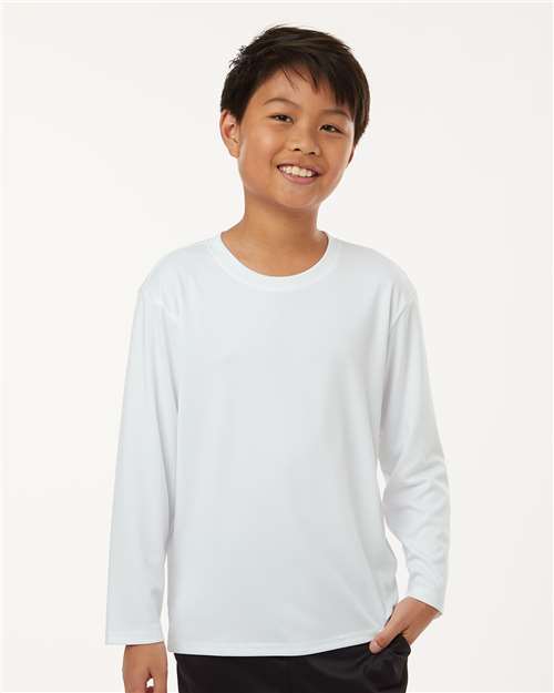 AllPro 48400Y Youth Pro-Lock Performance Long Sleeve T-Shirt - White - model front